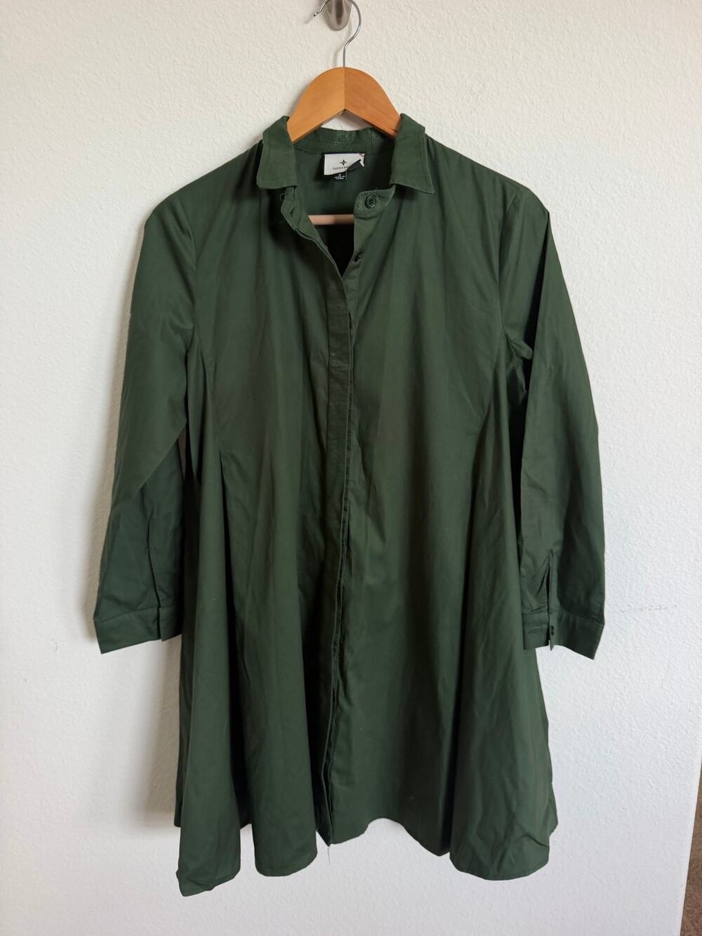 Tuckernuck Castleton Wren Womens Long Sleeve Preppy Shirt Dress Green Size S
